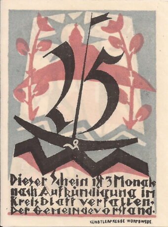 Реверс банкноты 25 fenigów (Niemcy)