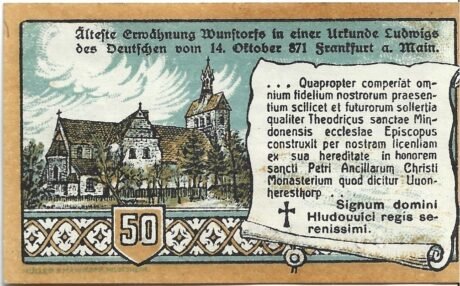 Реверс банкноты 50 fenigów Sparkasse (Niemcy) 1920