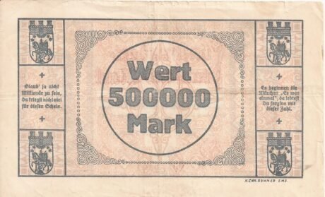 Реверс банкноты 500000 marek (Niemcy) 1923