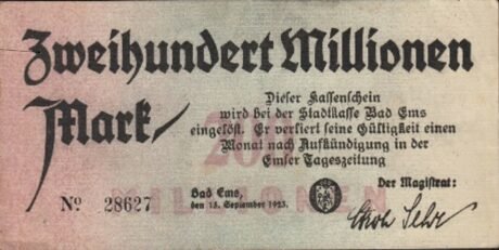 Аверс банкноты 200 000 000 marek (Niemcy) 1923