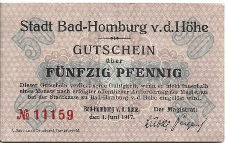 Аверс банкноты 50 fenigów (Niemcy) 1917