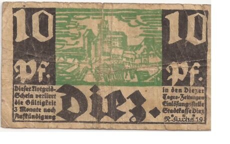 Аверс банкноты 10 пфеннигов (Германия) 1919 года