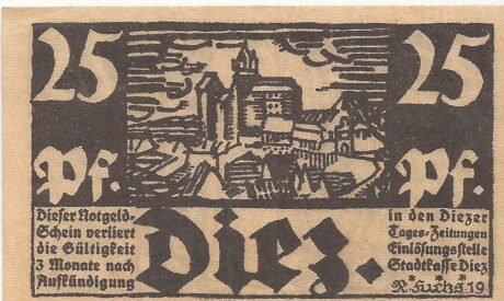 Аверс банкноты 25 пфеннигов (Германия) 1919 года