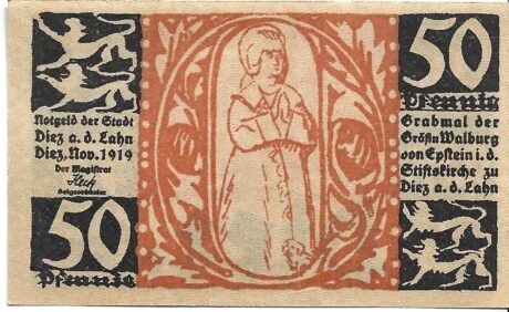 Реверс банкноты 50 fenigów (Niemcy) 1919