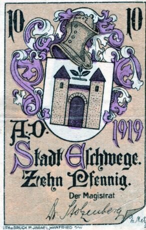 Аверс банкноты 10 fenigów (Niemcy) 1919