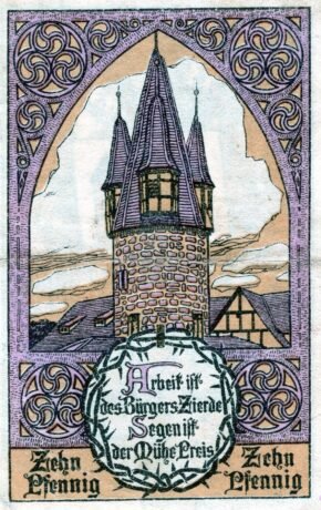 Реверс банкноты 10 fenigów (Niemcy) 1919