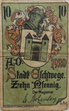 Аверс банкноты 10 fenigów (Niemcy) 1920
