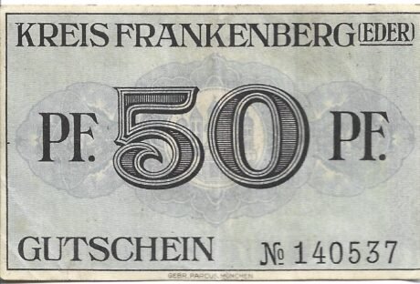 Реверс банкноты 50 fenigów (Niemcy) 1918