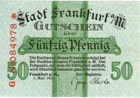 Аверс банкноты 50 fenigów (Niemcy) 1917