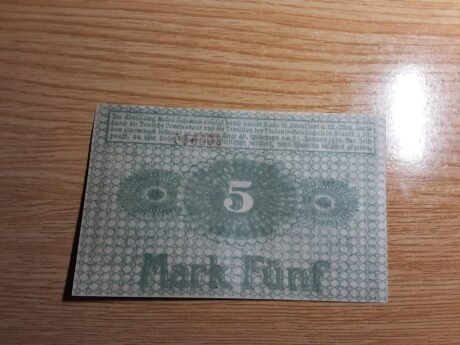 Реверс банкноты 5 marek Frankfurter Maschinenbau AG (Niemcy), 1918