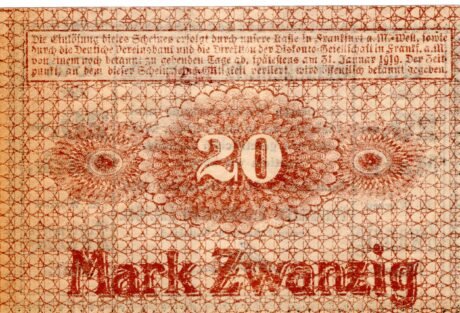 Реверс банкноты 20 Frankfurter Maschinenbau (Niemcy) 1918