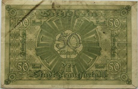 Реверс банкноты 50 marek (Niemcy) 1922