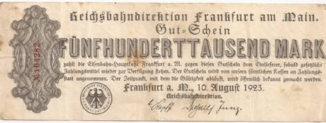 Аверс банкноты 500000 Reichsbahndirektion (Germany) 1923