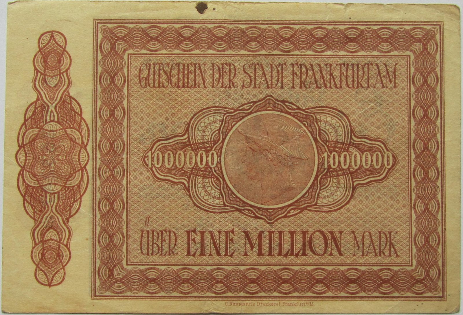 Реверс банкноты 1000000 марок (Германия) 1923 года