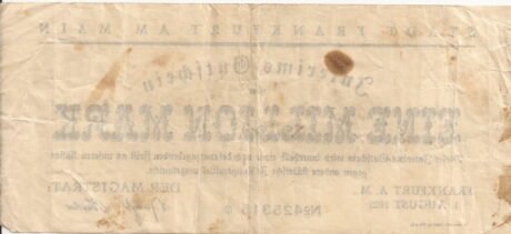 Реверс банкноты 1000000 marek (Niemcy) 1923