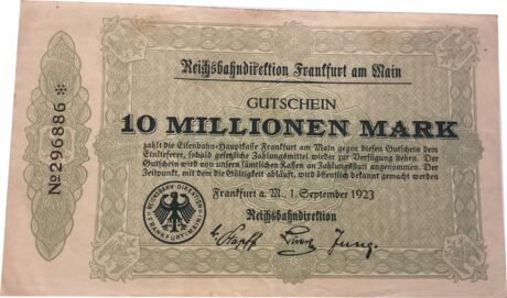 Аверс банкноты 10000000 Reichsbahndirektion (Germany) 1923