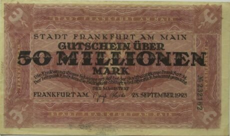 Аверс банкноты 50000000 марок (Германия) 1923 года
