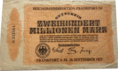 Аверс банкноты 200,000,000 Reichsbahndirektion (Germany) 1923