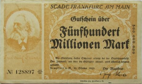 Аверс банкноты 500000000 марок (Германия) 1923 года