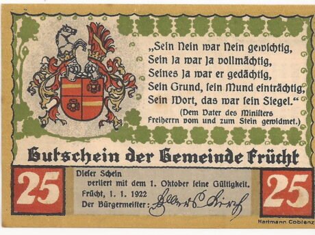 Аверс банкноты 25 fenigów (Niemcy) 1921