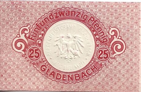 Реверс банкноты 25 fenigów (Niemcy) 1920