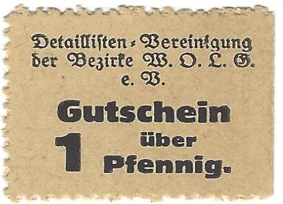 Аверс банкноты 1 fenig Detaillisten-Vereinigung der Bezirke Witzenhausen, Oberkaufungen, Lichtenau, Großalmerode (Niemcy)