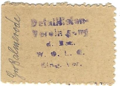 Реверс банкноты 1 fenig Detaillisten-Vereinigung der Bezirke Witzenhausen, Oberkaufungen, Lichtenau, Großalmerode (Niemcy)