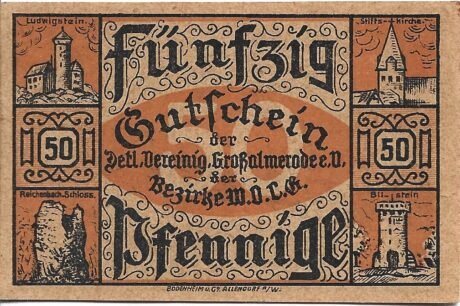 Аверс банкноты 50 пфеннигов Detaillisten-Vereinigung der Bezirke Witzenhausen, Oberkaufungen, Lichtenau, Großalmerode (Германия)