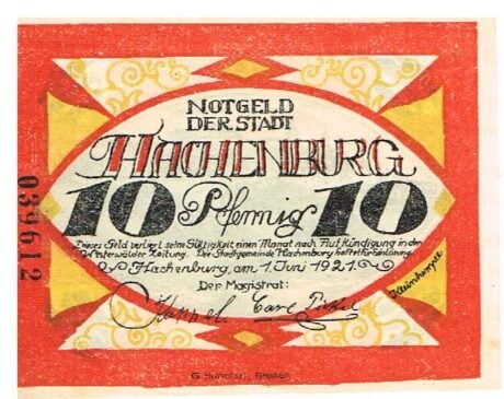 Аверс банкноты 10 пфеннигов (Германия) 1921 года