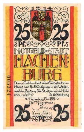 Аверс банкноты 25 fenigów (Niemcy) 1921