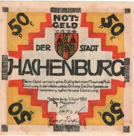 Аверс банкноты 50 fenigów (Niemcy) 1921