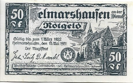 Аверс банкноты 50 fenigów (Niemcy) 1921