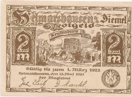 Аверс банкноты 2 marki (Niemcy) 1921