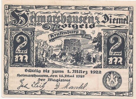 Аверс банкноты 2 marki (Niemcy) 1921