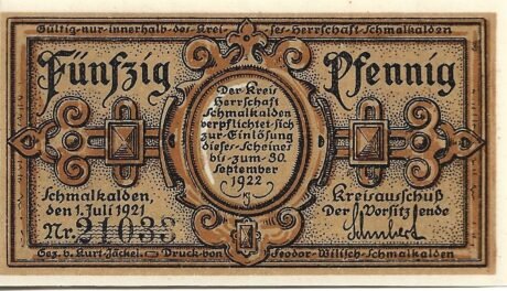 Аверс банкноты 50 fenigów (Niemcy) 1921