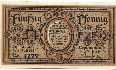 Аверс банкноты 50 fenigów (Niemcy) 1921