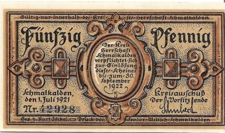 Аверс банкноты 50 fenigów (Niemcy) 1921