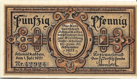 Аверс банкноты 50 fenigów (Niemcy) 1921