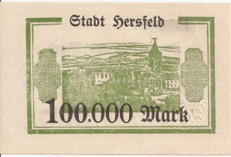 Реверс банкноты 100000 marek (Niemcy) 1923