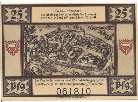 Аверс банкноты 25 fenigów (Niemcy) 1921