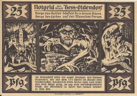 Реверс банкноты 25 fenigów (Niemcy) 1921