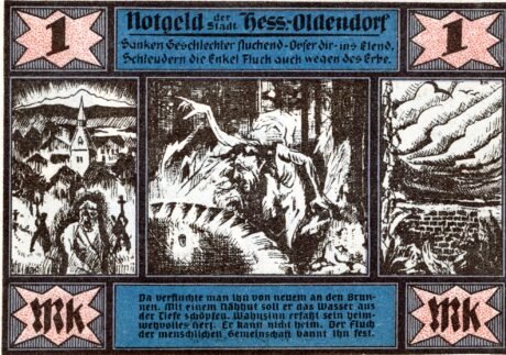 Реверс банкноты 1 marka (Niemcy) 1921