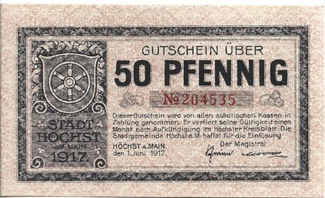 Аверс банкноты 50 fenigów (Niemcy) 1917