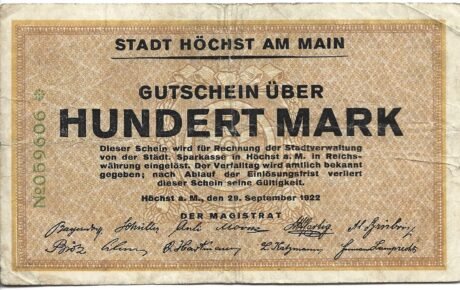 Аверс банкноты 100 marek (Niemcy) 1922