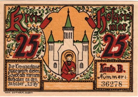 Аверс банкноты 25 fenigów (Niemcy)