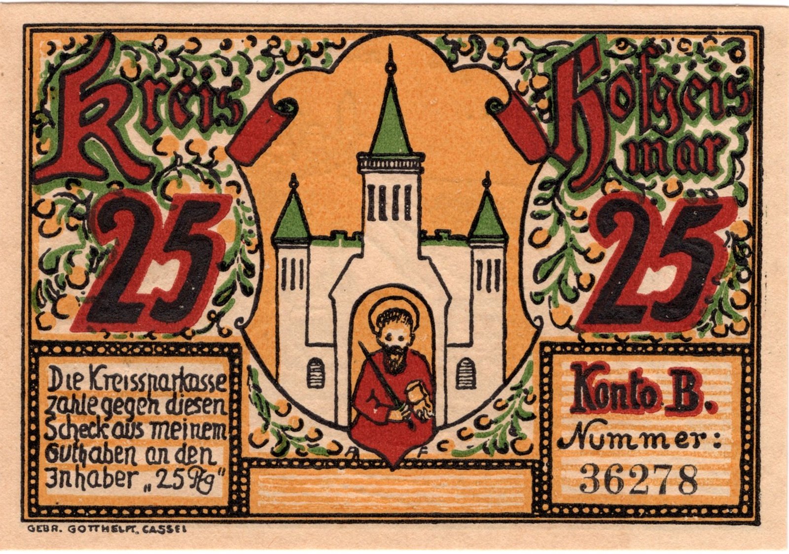 Аверс банкноты 25 пфеннигов (Германия)