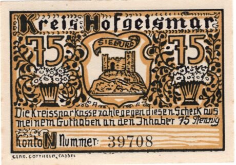 Аверс банкноты 75 пфеннигов (Германия)