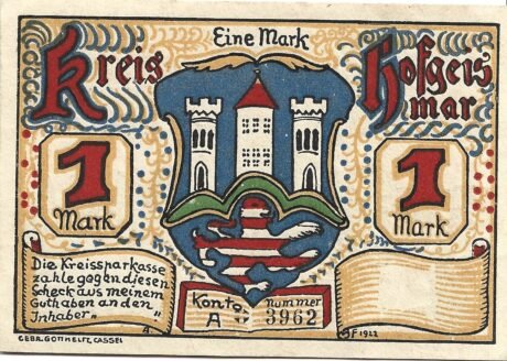 Аверс банкноты 1 marka (Niemcy) 1922