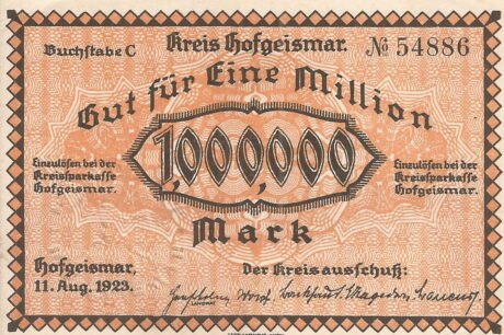 Аверс банкноты 1000000 marek (Niemcy) 1923
