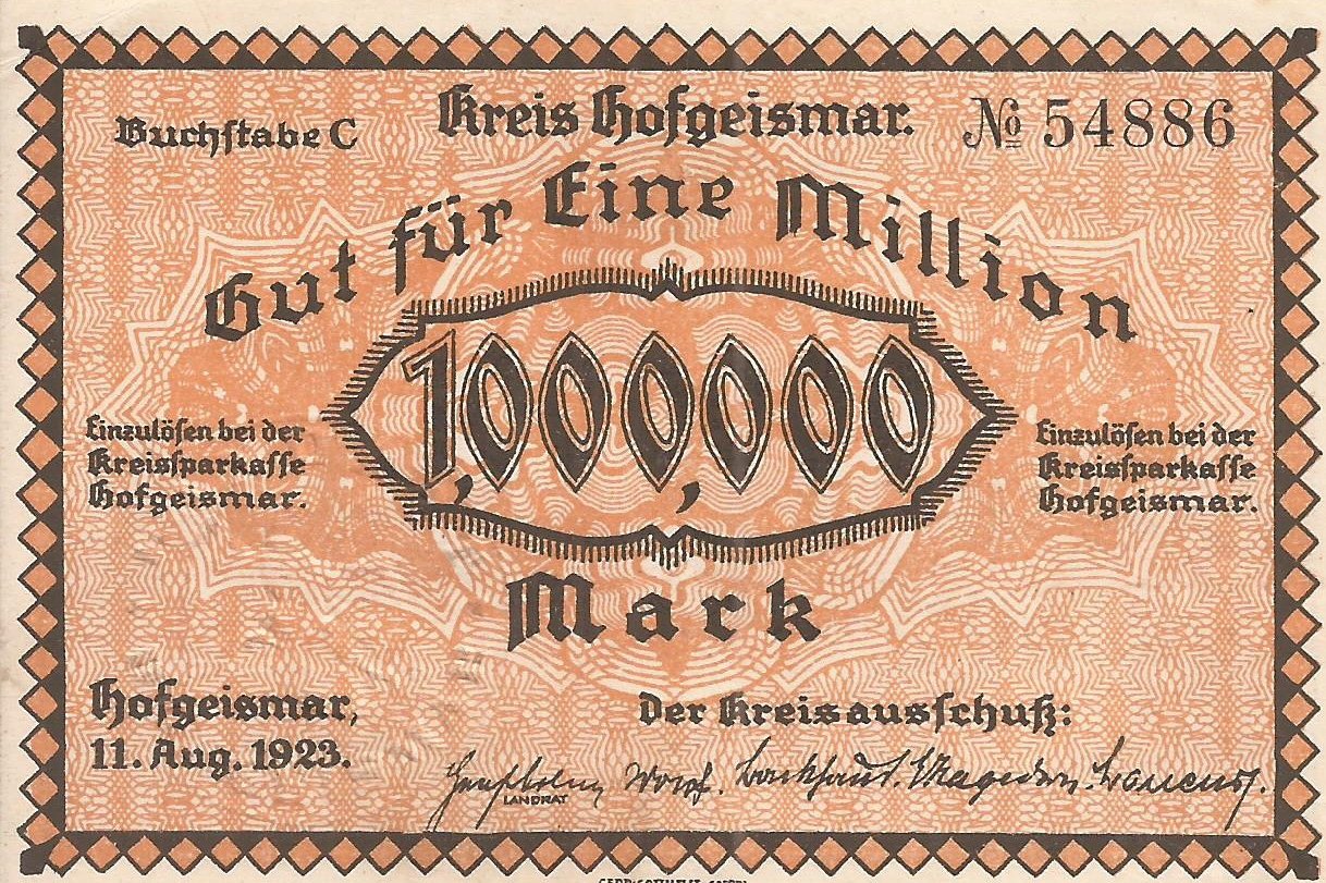 Аверс банкноты 1000000 марок (Германия) 1923 года